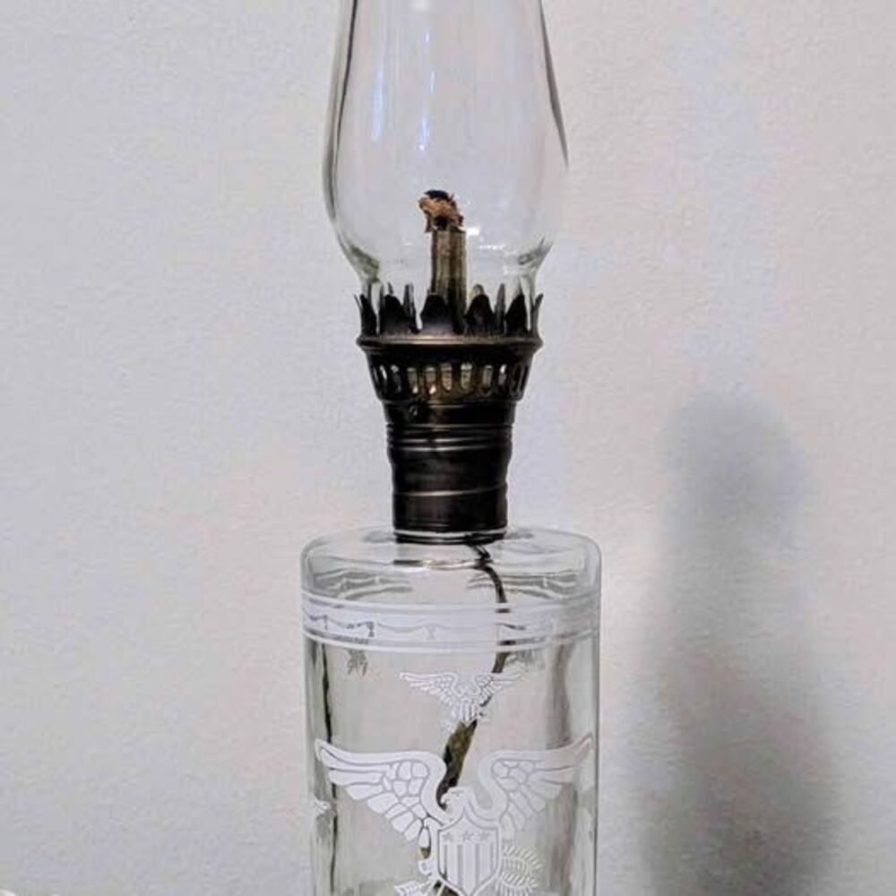 Vintage Eagle Glass Oil Lamp
